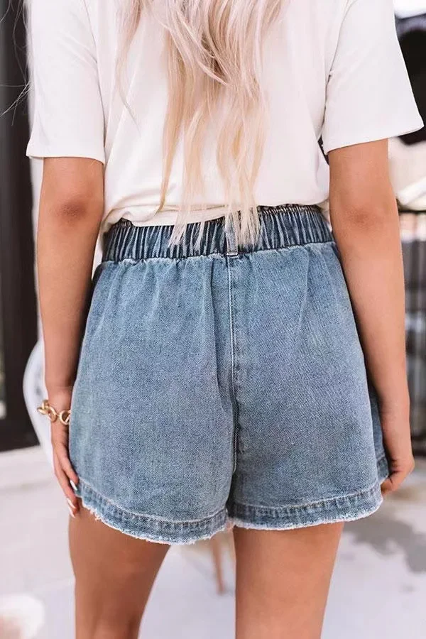 Elastic Waist Washed Loose Denim Shorts. New Summer Fashion and Temperament Pocket Insertion Casual High-waisted Short Jeans
Elastic Waist Washed Loose Denim Shorts. New Summer Fashion and Temperament Pocket Insertion Casual High-waisted Short Jeans