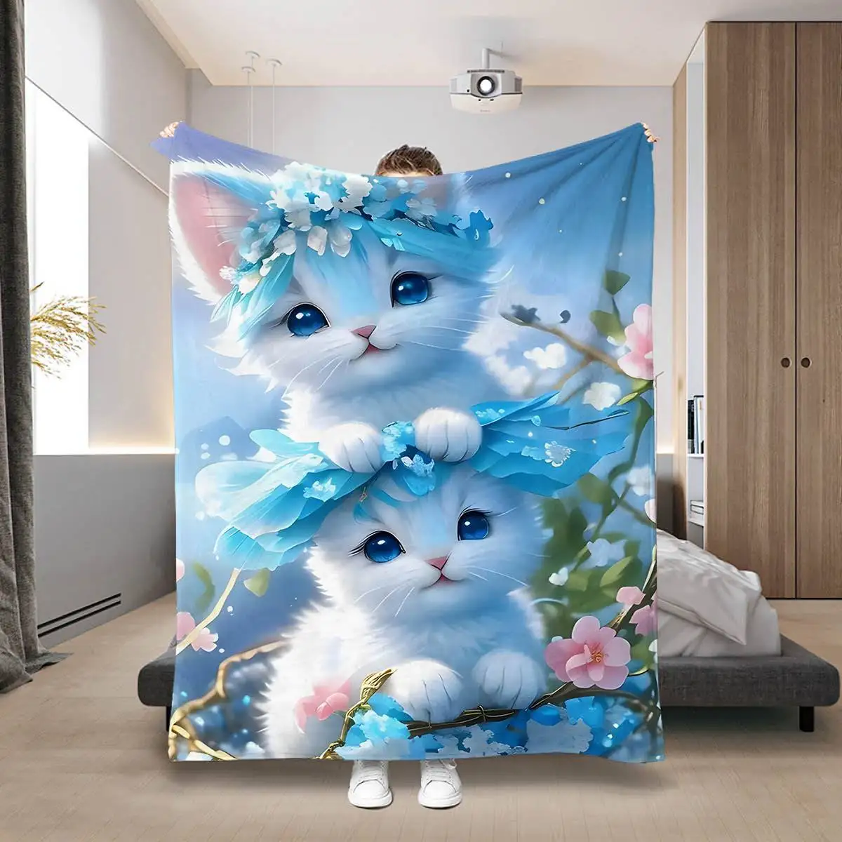 1pc Cozy Four Seasons Blanket with Adorable Two Blue Kitten Pattern - Soft, Warm, and Lightweight for Sofa, Bed, Office,
1pc Cozy Four Seasons Blanket with Adorable Two Blue Kitten Pattern - Soft, Warm, and Lightweight for Sofa, Bed, Office,