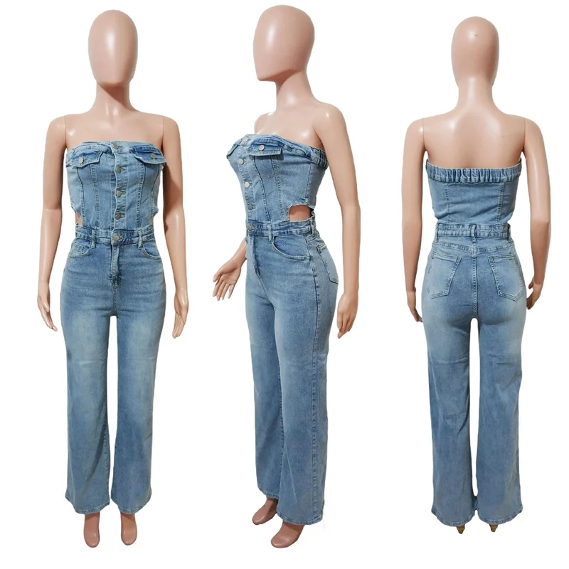 2025 Fashion Women Jeans Jumpsuit Strapless Straight Trousers Slim Sexy Lady Tube Top Collar Denim Waist-exposure Wide-leg Pants
2025 Fashion Women Jeans Jumpsuit Strapless Straight Trousers Slim Sexy Lady Tube Top Collar Denim Waist-exposure Wide-leg Pants