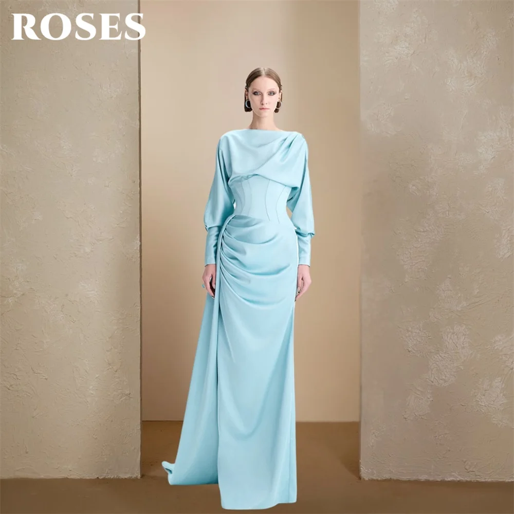 ROSES Blue Evening Dresses Off the Shoulder Full Sleeve Prom Dresses Ruched Mermaid Party Formal Gown robe de bal Customized
ROSES Blue Evening Dresses Off the Shoulder Full Sleeve Prom Dresses Ruched Mermaid Party Formal Gown robe de bal Customized