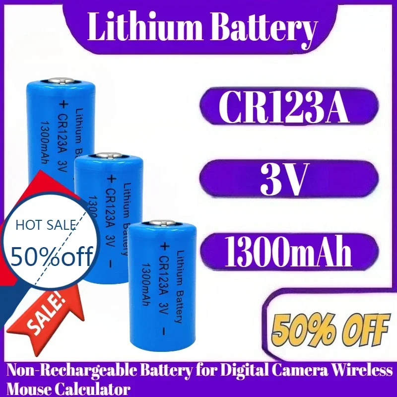 1300mAh 3V Lithium Battery 3 Volt CR123A Batteries Non-Rechargeable Battery for Digital Camera Wireless Mouse Calculator
1300mAh 3V Lithium Battery 3 Volt CR123A Batteries Non-Rechargeable Battery for Digital Camera Wireless Mouse Calculator