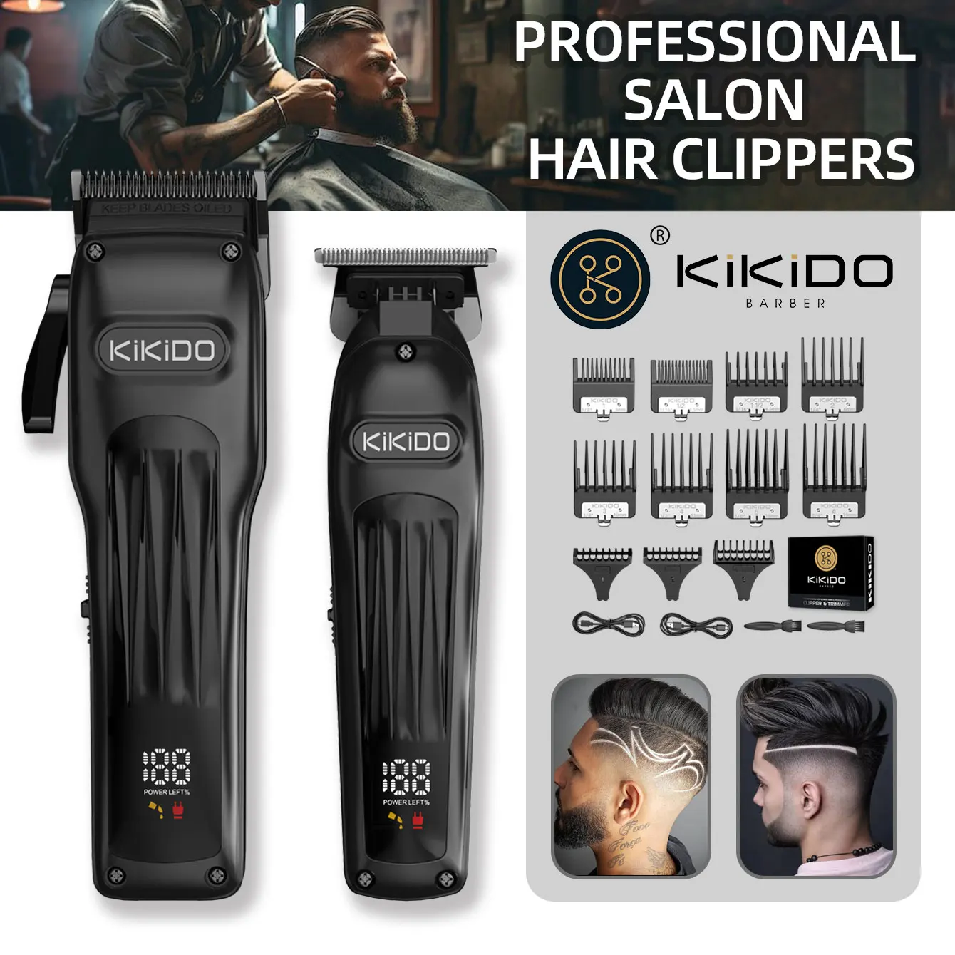 KIKIDO 2Pcs/set Electric Hair Clipper Professional Hair Trimmer Adjustable Barber Rechargeable Hair Cutting Machine for Men 2in1
KIKIDO 2Pcs/set Electric Hair Clipper Professional Hair Trimmer Adjustable Barber Rechargeable Hair Cutting Machine for Men 2in1