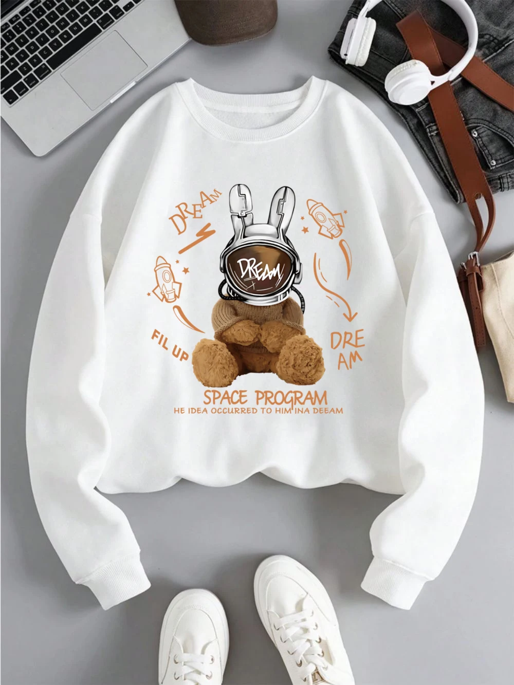 Space Program Dream Sweatshirts Womens Bear Printed Hoodies Fleece Warm Crewneck Loose Pullover Winter Casual Female Clothes
Space Program Dream Sweatshirts Womens Bear Printed Hoodies Fleece Warm Crewneck Loose Pullover Winter Casual Female Clothes