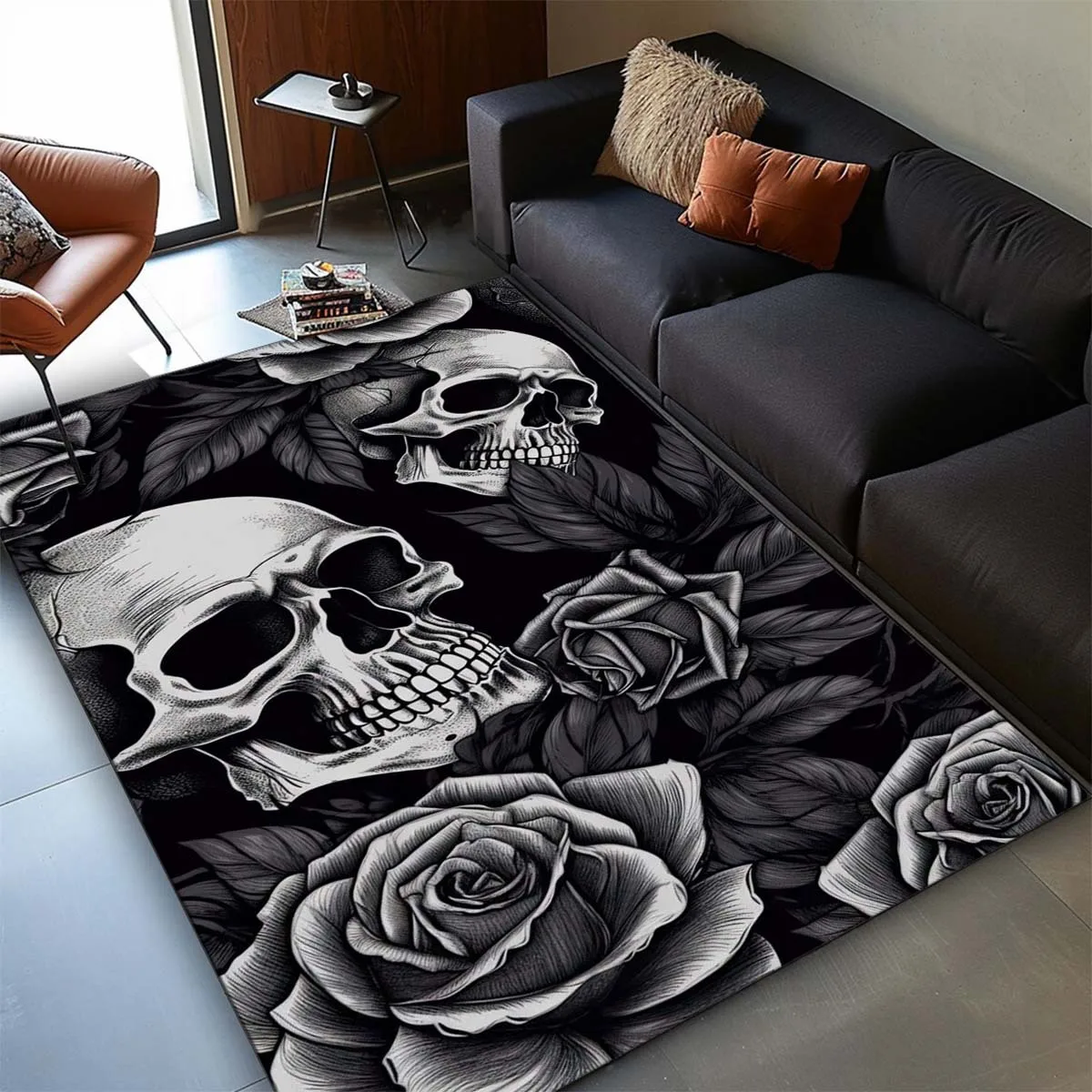 Skull and Roses Area Rug Modern Gothic Style Living Room Decorations Skulls Carpets gothic rug
Skull and Roses Area Rug Modern Gothic Style Living Room Decorations Skulls Carpets gothic rug
