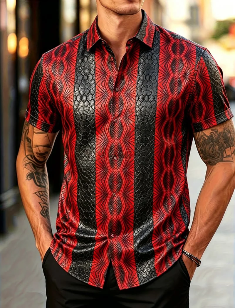 Men's Ethnic Diamond and Floral Pattern Casual Shirt, Lightweight Button-Up Top for Vacation, Trips and Relaxing Days
Men's Ethnic Diamond and Floral Pattern Casual Shirt, Lightweight Button-Up Top for Vacation, Trips and Relaxing Days