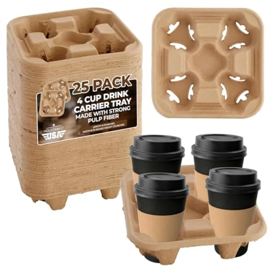 4 Cup Holders Drink Carrier 8-32 oz 25 Cup Holder Tray Drink Carrier for Delivery Drinks Hot and Cold Beverages To Go Disposabl
4 Cup Holders Drink Carrier 8-32 oz 25 Cup Holder Tray Drink Carrier for Delivery Drinks Hot and Cold Beverages To Go Disposabl