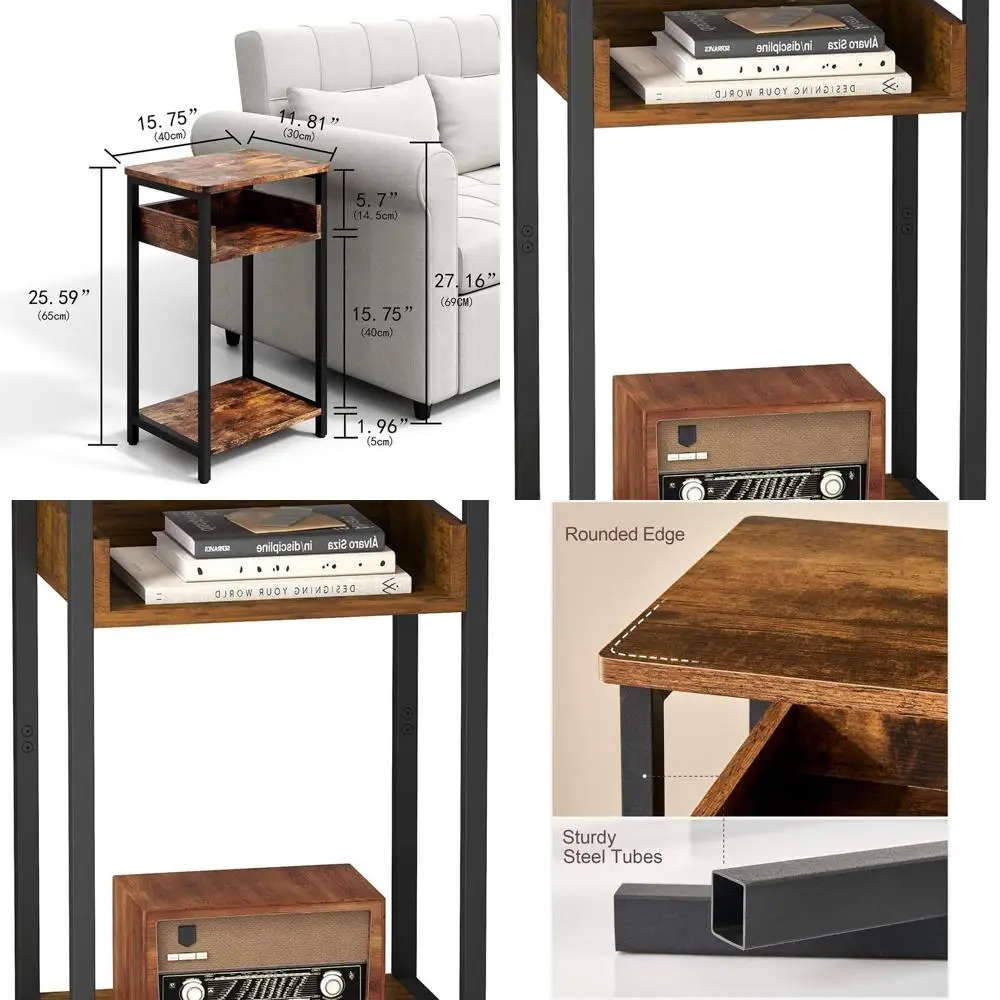 Elegant 25 Rustic Brown & Black Side Table, Perfect for Living Spaces, Bedrooms, and Offices
Elegant 25 Rustic Brown & Black Side Table, Perfect for Living Spaces, Bedrooms, and Offices