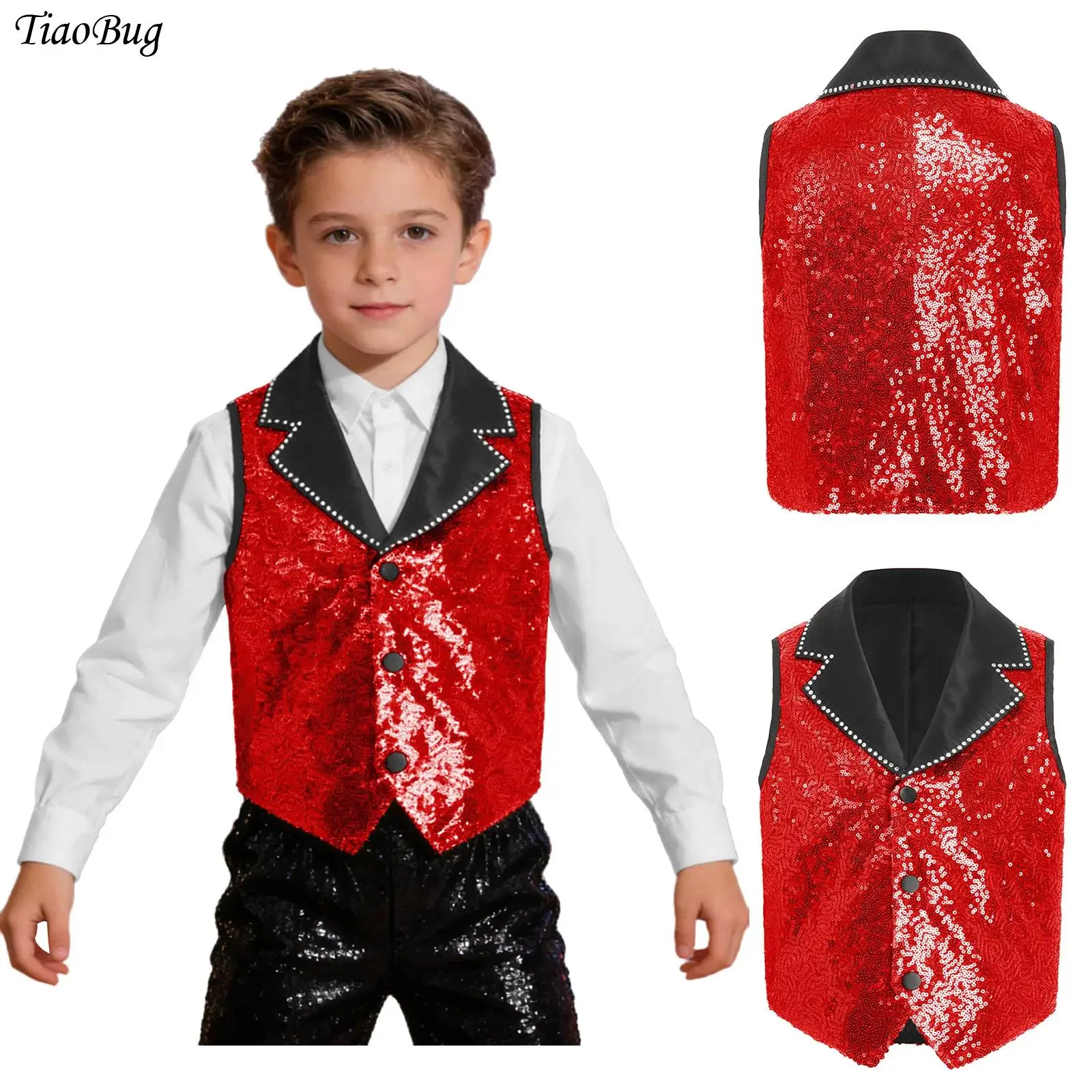 Boys Girls Sparkly Sequins Buttons Vest Hip Hop Jazz Dance Waistcoat Lapel Collar Jacket Outerwear Musical Festival Tank Tops
Boys Girls Sparkly Sequins Buttons Vest Hip Hop Jazz Dance Waistcoat Lapel Collar Jacket Outerwear Musical Festival Tank Tops