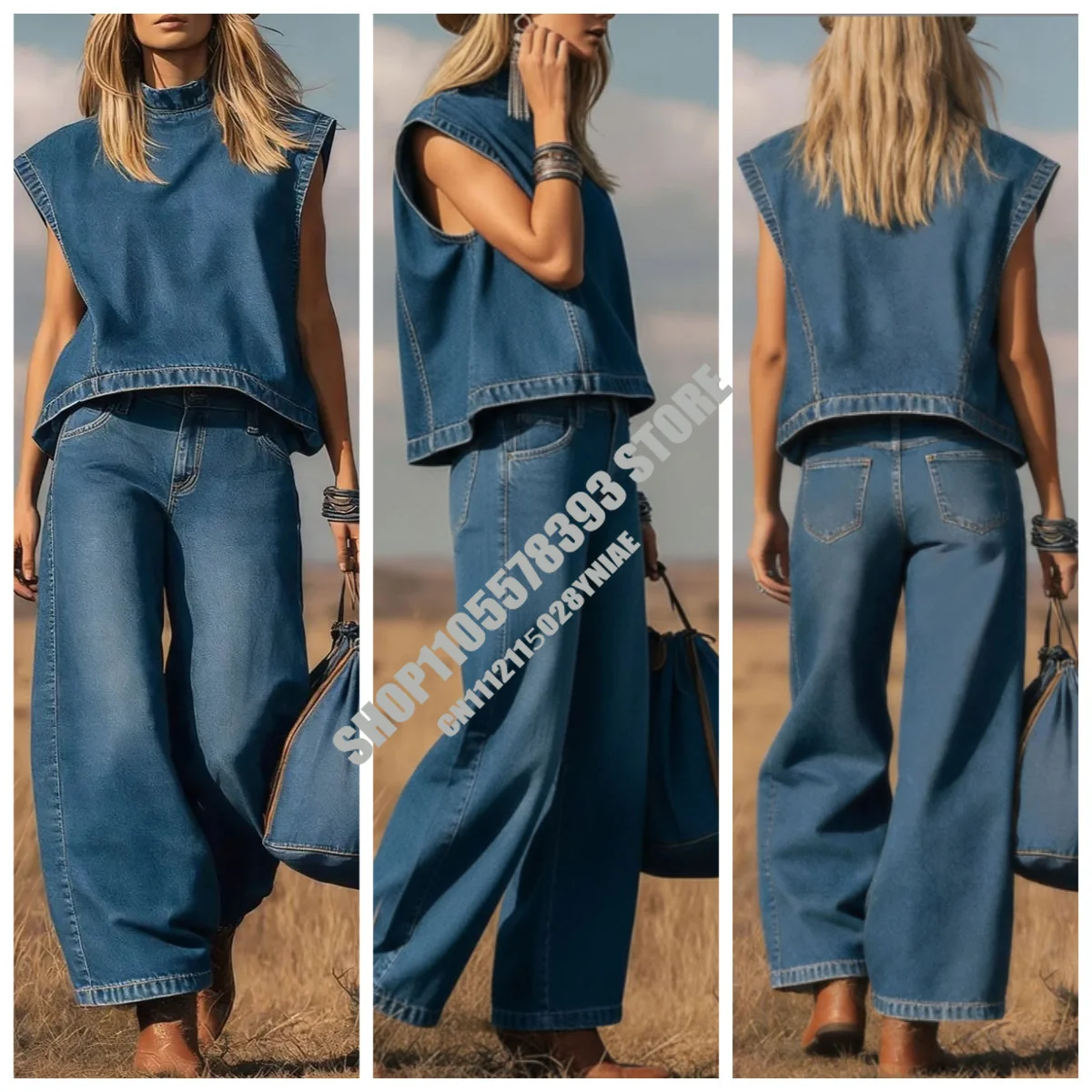 Wide-leg Denim Vest Pants Set Women Summer OutfitSleeveless Top Trousers Set Office Casual Women Outfit Party Wear Two-piece Set
Wide-leg Denim Vest Pants Set Women Summer OutfitSleeveless Top Trousers Set Office Casual Women Outfit Party Wear Two-piece Set