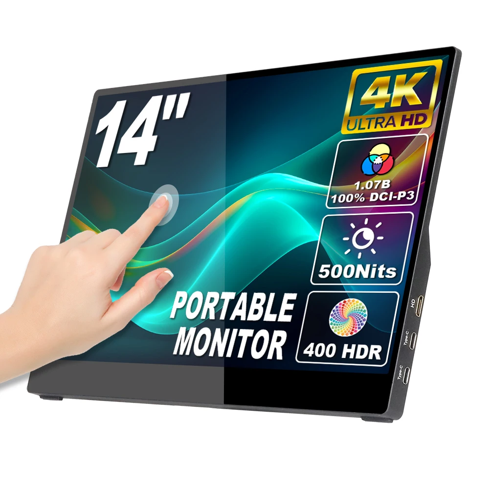 14 Inch Ultra-Slim Portable Monitor with 100% Adobe 10 Point Touchscreen 4K 3840x2160 Resolution UsB-C HD Connection for Laptop
14 Inch Ultra-Slim Portable Monitor with 100% Adobe 10 Point Touchscreen 4K 3840x2160 Resolution UsB-C HD Connection for Laptop