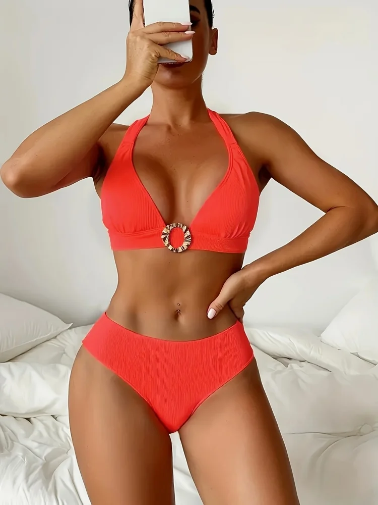 Bikini Women Swimsuit 2025 New Solid Ribbed Halter Bikinis Set Sexy High Waist Swimwear Summer Beachwear Bathing Suit For Female
Bikini Women Swimsuit 2025 New Solid Ribbed Halter Bikinis Set Sexy High Waist Swimwear Summer Beachwear Bathing Suit For Female