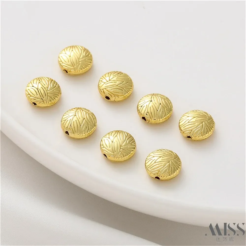 18k Sand Gold-wrapped Gold Round Cake Bead Pattern Relief DIY Accessories Loose Beads Handmade Chain Jewelry Material 
18k Sand Gold-wrapped Gold Round Cake Bead Pattern Relief DIY Accessories Loose Beads Handmade Chain Jewelry Material