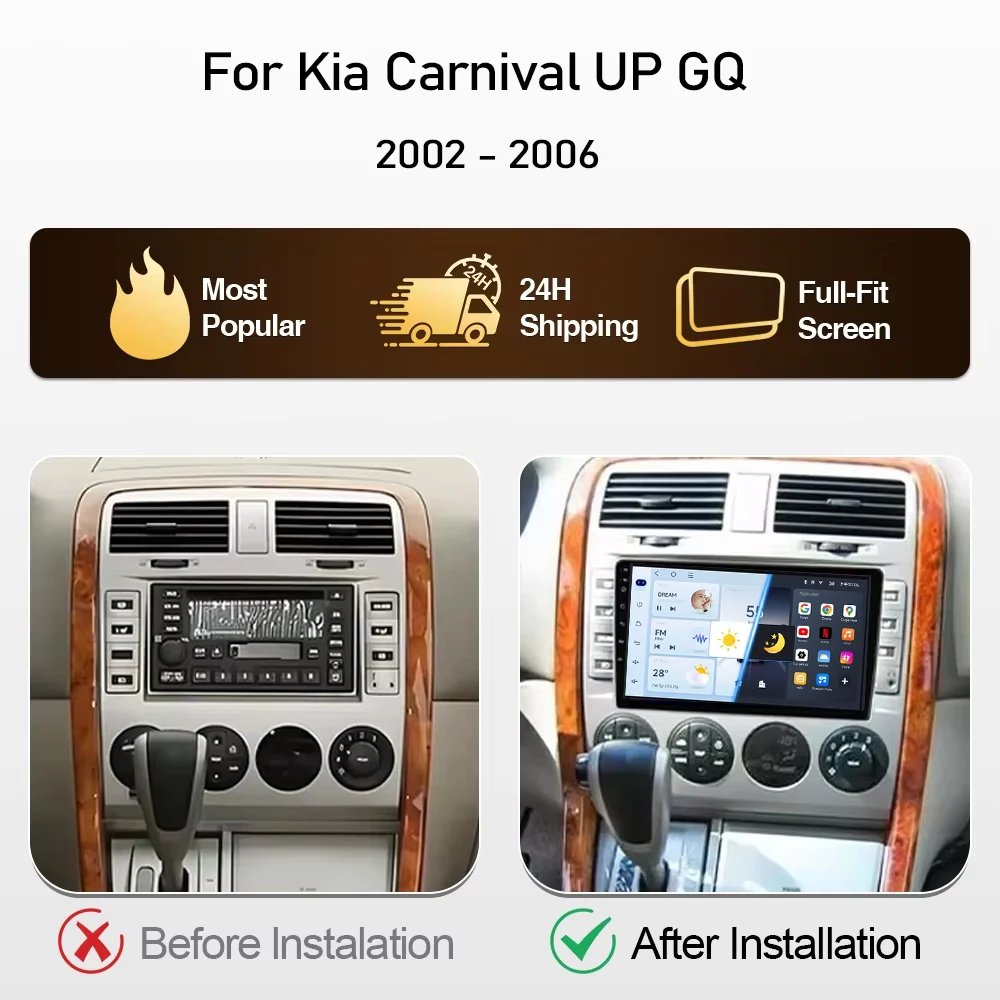 CarPlay For Kia Carnival UP GQ 2002-2006 car Radio Android Auto Stereo Multimedia Player Stereo 8core 5g Autoradio Screen Video
CarPlay For Kia Carnival UP GQ 2002-2006 car Radio Android Auto Stereo Multimedia Player Stereo 8core 5g Autoradio Screen Video