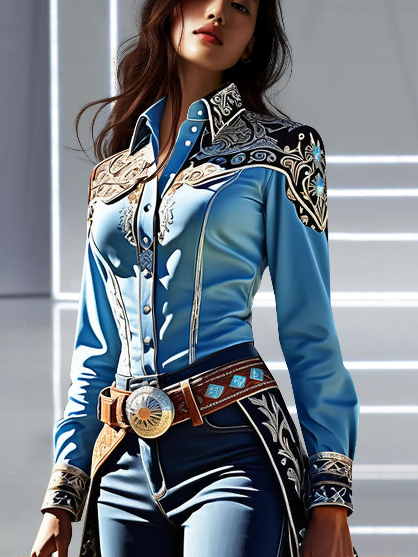 American Retro Shirt for Women Ethnic Western Printed Long Sleeve Turn Down Collar Corset Patchwork Casual Blouse Shirts Top
American Retro Shirt for Women Ethnic Western Printed Long Sleeve Turn Down Collar Corset Patchwork Casual Blouse Shirts Top