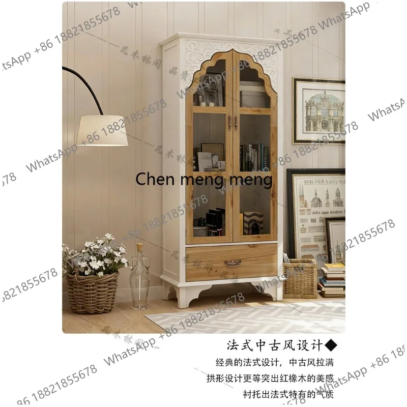 French retro solid wood glass wine cabinet carved dining side cabinet American living room storage display cabinet
French retro solid wood glass wine cabinet carved dining side cabinet American living room storage display cabinet