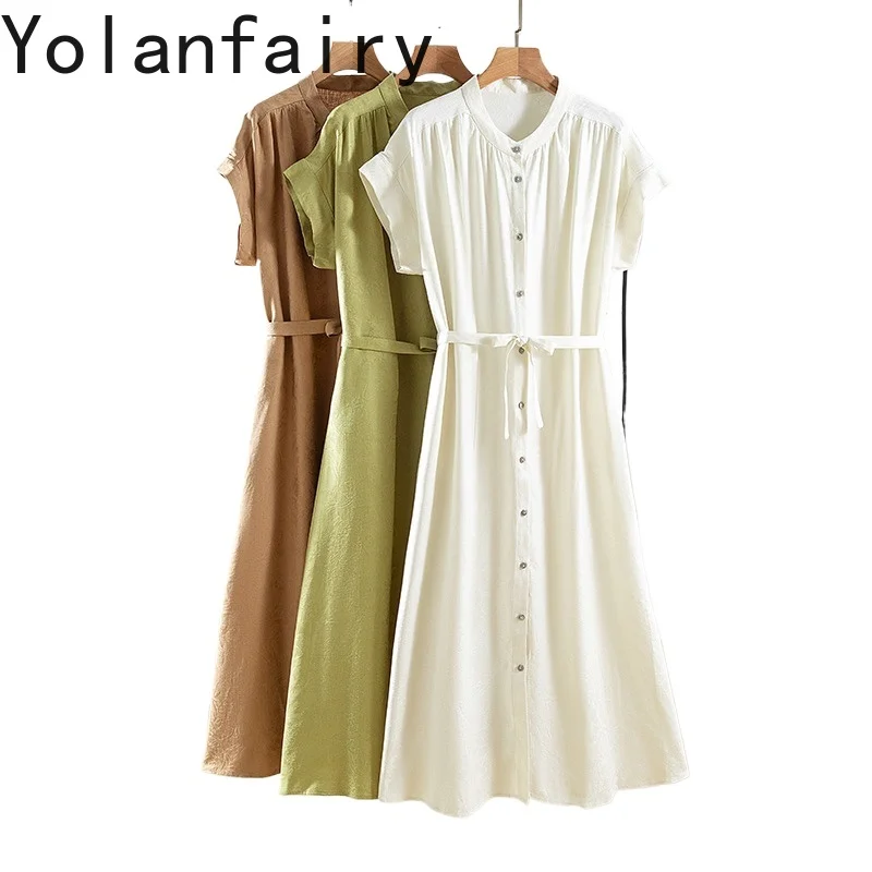 YOLANFAIRY 100% Natural Mulberry Silk Summer Dress 2025 Elegant Single-breasted Dresses Lace-up Office Wear Woman Jacquard Dress
YOLANFAIRY 100% Natural Mulberry Silk Summer Dress 2025 Elegant Single-breasted Dresses Lace-up Office Wear Woman Jacquard Dress
