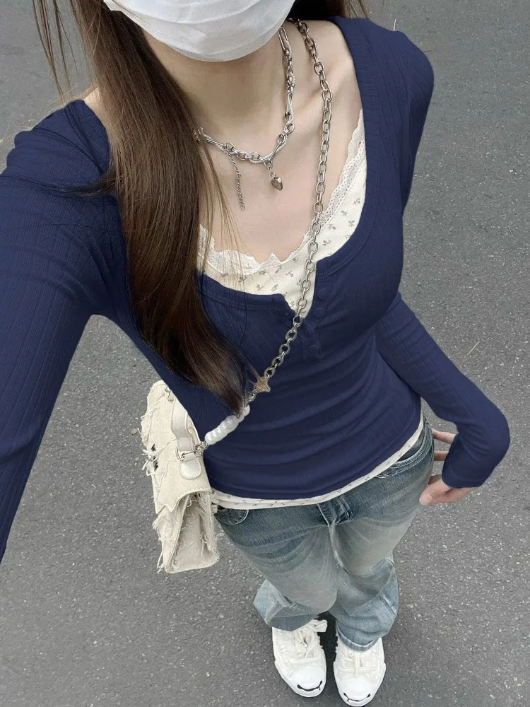 Vintage Floral Print Fake Two-piece Y2k Tops T-shirt Slim Harajuku Streetwear Long Sleeve Bottom Shirt Gothic Women Clothes
Vintage Floral Print Fake Two-piece Y2k Tops T-shirt Slim Harajuku Streetwear Long Sleeve Bottom Shirt Gothic Women Clothes