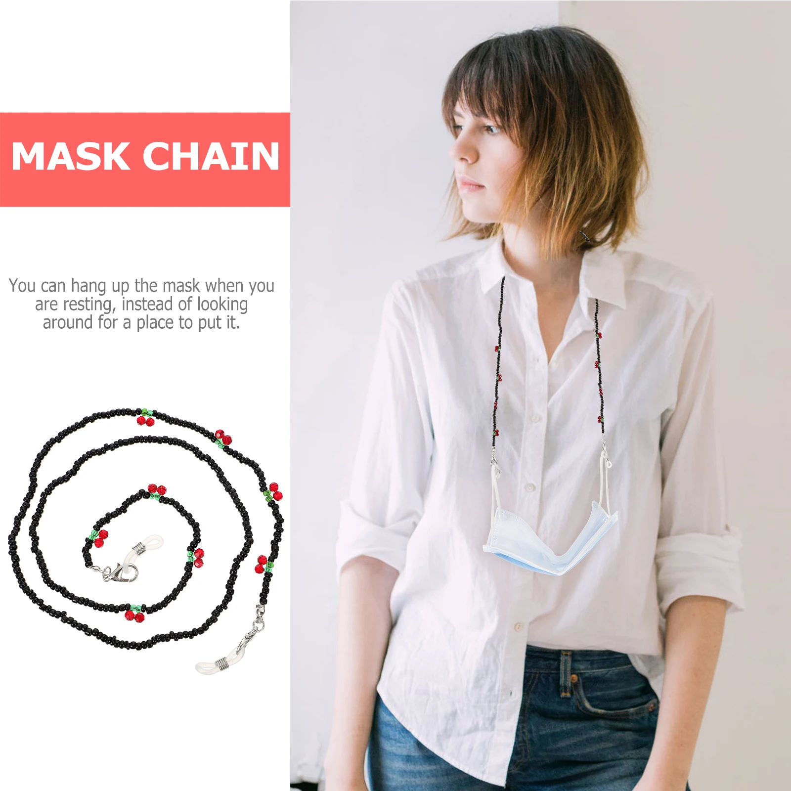 1pc Eyeglasses Chain Cherry Bead Mask Lanyard Hanging Glasses Bead Chain Anti-Loss Glasses Accessories For Men Women
1pc Eyeglasses Chain Cherry Bead Mask Lanyard Hanging Glasses Bead Chain Anti-Loss Glasses Accessories For Men Women