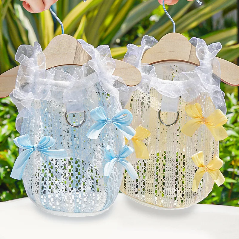 Dog Clothes Ribbon Bowknot Hollow Puppy Summer Clothes Blue Yellow Vest Sweatshirt For Small Dogs Dachshund Pug T-Shirt Clothing
Dog Clothes Ribbon Bowknot Hollow Puppy Summer Clothes Blue Yellow Vest Sweatshirt For Small Dogs Dachshund Pug T-Shirt Clothing