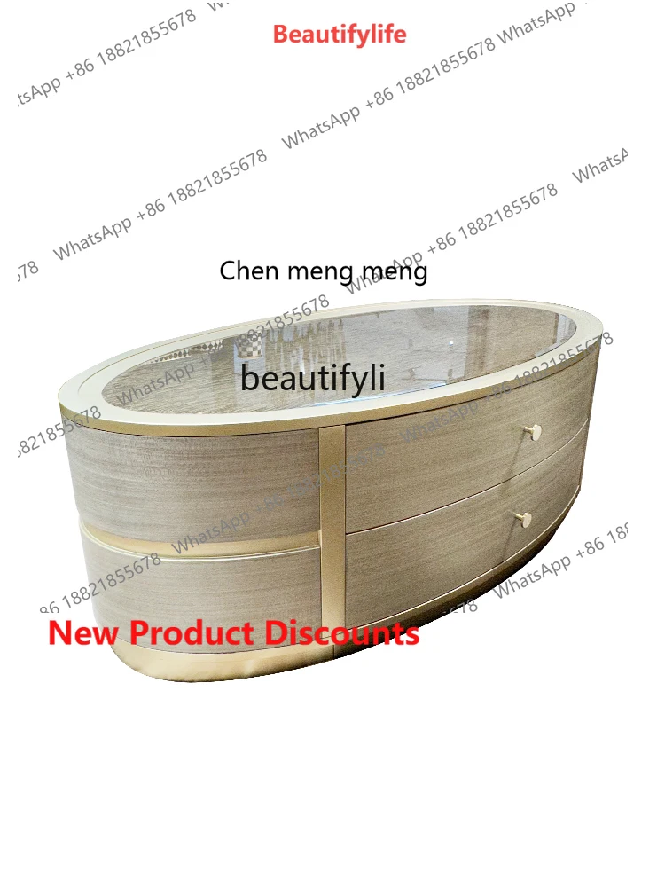 P178 American Light Luxury Teapoy Glass Top Designer Creative Small Apartment Living Room Oval Drawer Tea Table
P178 American Light Luxury Teapoy Glass Top Designer Creative Small Apartment Living Room Oval Drawer Tea Table