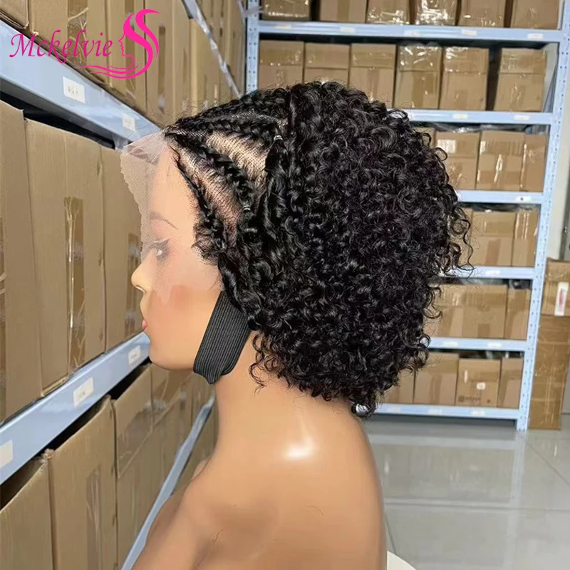 Pixie Cut Afro Kinky Curly 13x4 Braided Lace 100% Human Hair Brazilian Virgin Hair Transparent Lace Pre-Plucked Wig For Women
Pixie Cut Afro Kinky Curly 13x4 Braided Lace 100% Human Hair Brazilian Virgin Hair Transparent Lace Pre-Plucked Wig For Women
