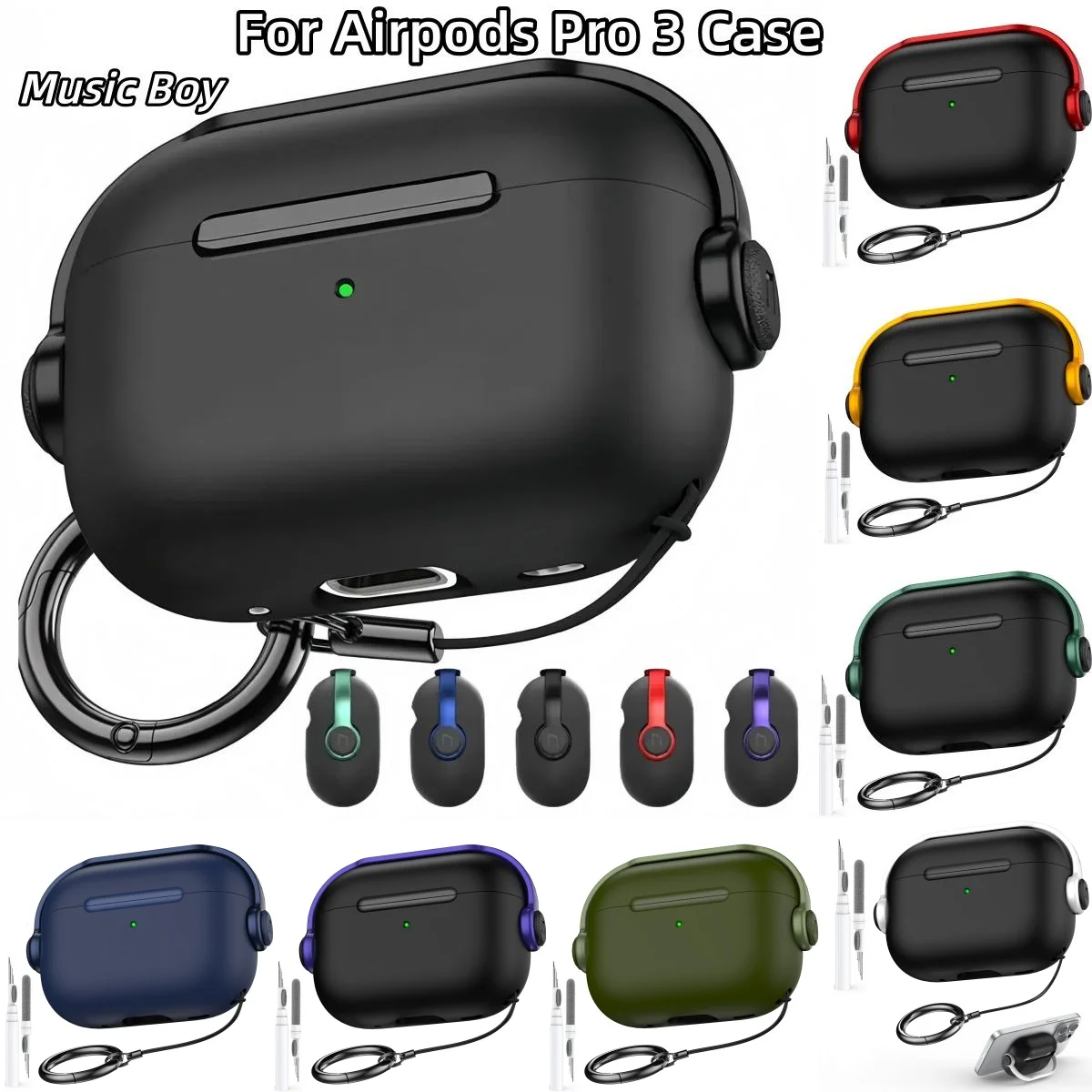 Новый чехол для Airpods Pro 3, чехол с брелоком и набором для чистки, милый музыкальный дизайн гарнитуры, защитный чехол для наушников Airpods Pro 3
Новый чехол для Airpods Pro 3, чехол с брелоком и набором для чистки, милый музыкальный дизайн гарнитуры, защитный чехол для наушников Airpods Pro 3