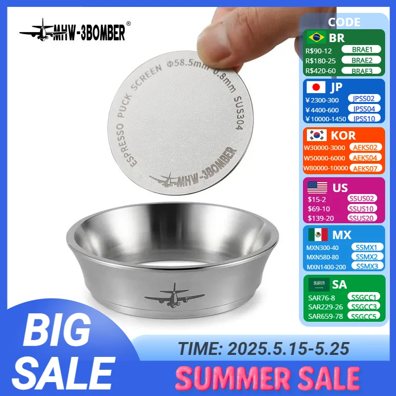 MHW-3BOMBER Dosing Funnel Set 51mm 53/54mm 58mm Filter Espresso Puck Screen Kit Stainless Steel Dosing Ring Barista Accessories
MHW-3BOMBER Dosing Funnel Set 51mm 53/54mm 58mm Filter Espresso Puck Screen Kit Stainless Steel Dosing Ring Barista Accessories