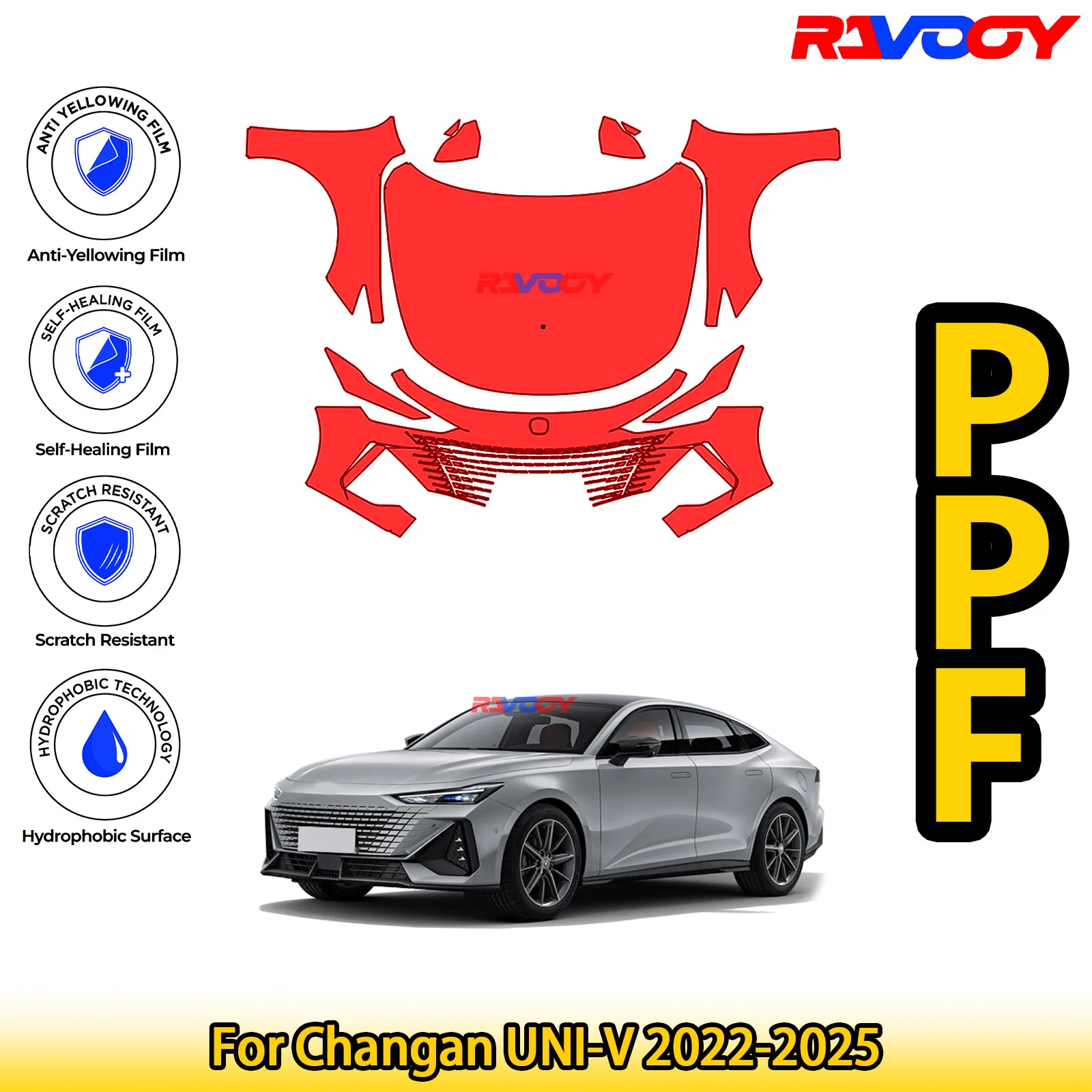 For Changan UNI-V 2022-2025 Glossy Matte Black Precut front PPF Kit Paint Protection Film 
For Changan UNI-V 2022-2025 Glossy Matte Black Precut front PPF Kit Paint Protection Film