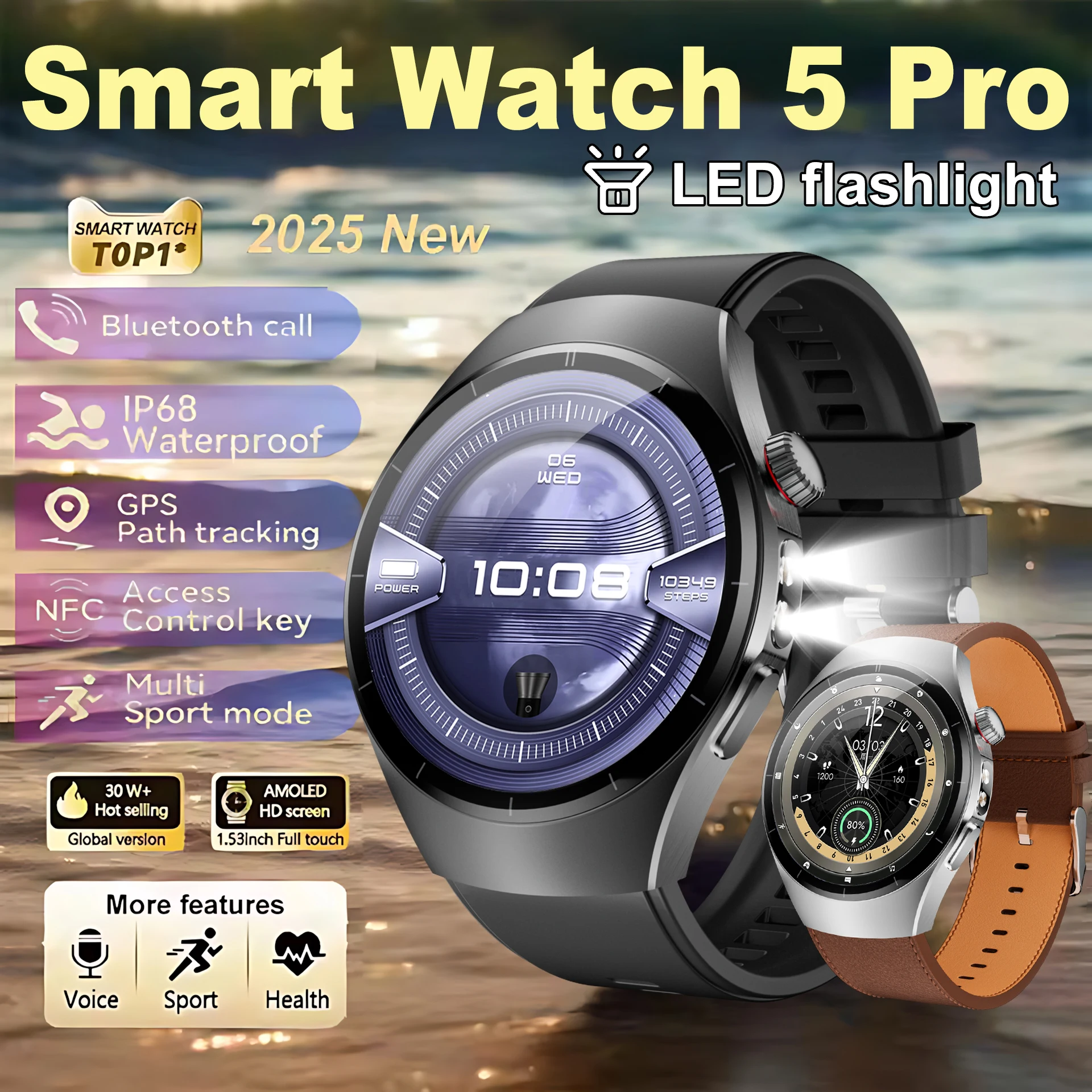 Новинка 2023 года для часов Huawe Watch 5Pro, Bluetooth Call, умные часы, GPS, NFC, компас, барометрический высотомер, водонепроницаемые спортивные умные часы для мужчин 
Новинка 2023 года для часов Huawe Watch 5Pro, Bluetooth Call, умные часы, GPS, NFC, компас, барометрический высотомер, водонепроницаемые спортивные умные часы для мужчин
