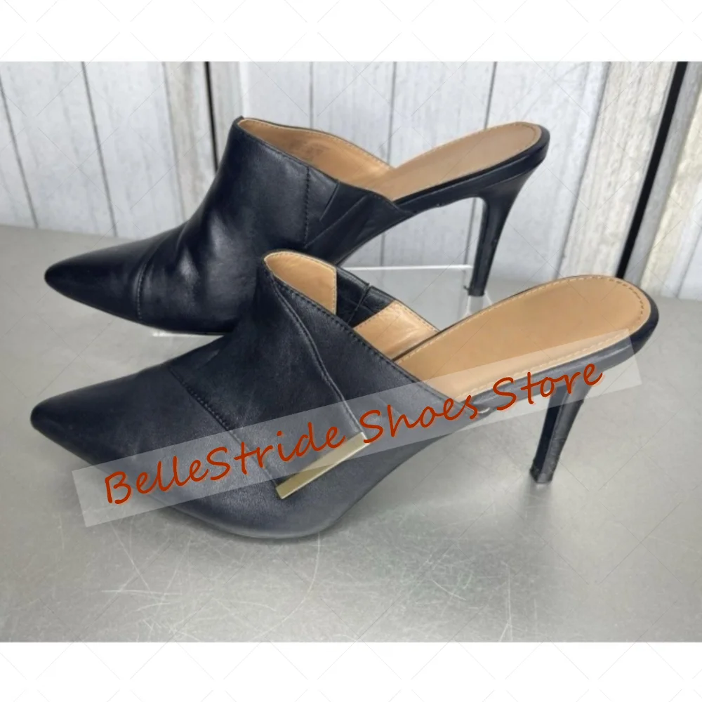 Black Pointed Toe Matte Leather Slippers for Women Stilettos High Heels Fashionable Dinner Party 2025 Zapatos Para Mujeres
Black Pointed Toe Matte Leather Slippers for Women Stilettos High Heels Fashionable Dinner Party 2025 Zapatos Para Mujeres