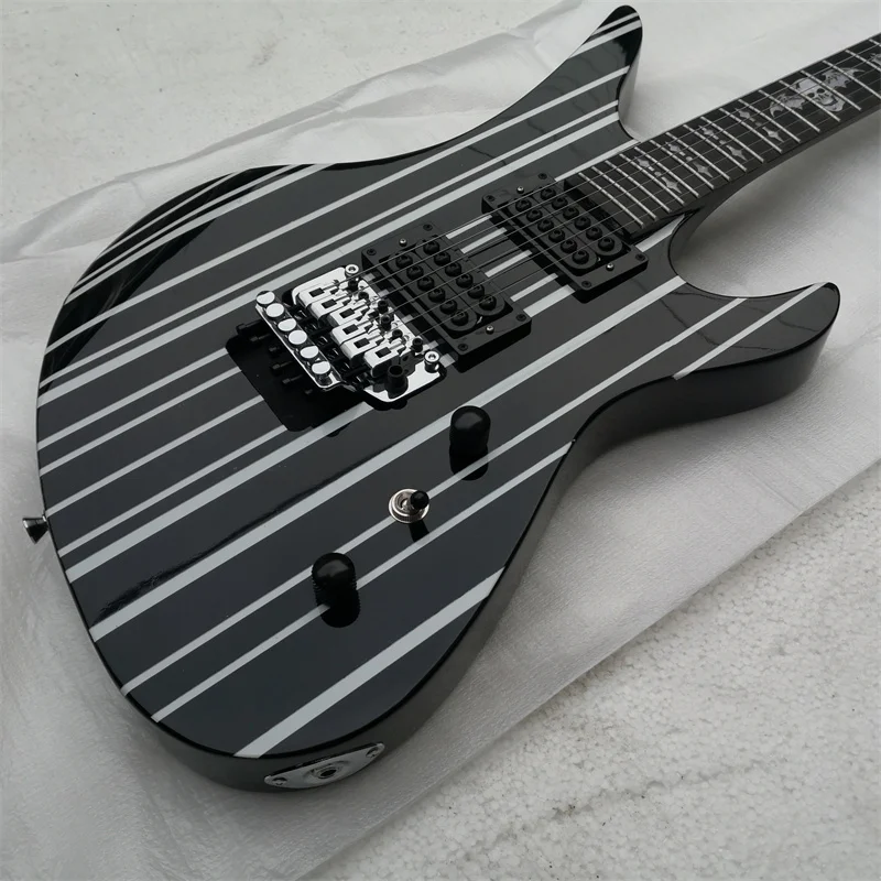6 String Electric Guitar with Horned Curved Design And Tape Strip - Unique Shaped Guitar for Music Enthusiasts
6 String Electric Guitar with Horned Curved Design And Tape Strip - Unique Shaped Guitar for Music Enthusiasts