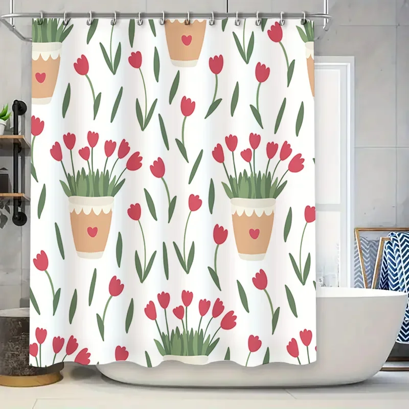 Charming Bathroom Shower Curtain with Red Tulip Pattern and White Background for Home Decor Durable Fabric Waterproof Design
Charming Bathroom Shower Curtain with Red Tulip Pattern and White Background for Home Decor Durable Fabric Waterproof Design