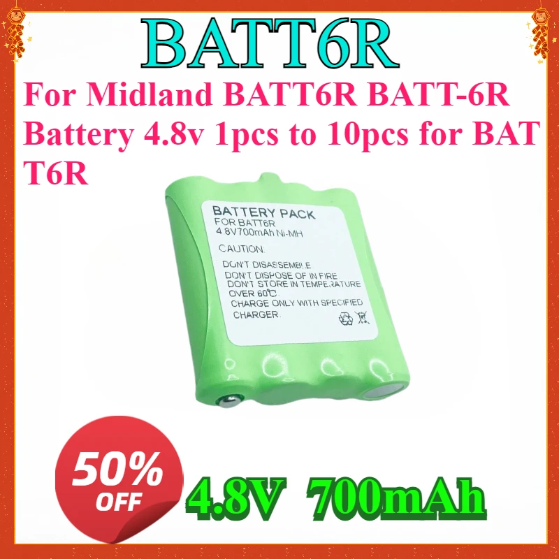 New 4.8V 700MAH NI-MH Rechargeable 2 Way Radio Battery for Midland BATT6R BATT-6R Battery 4.8v 1pcs to 10pcs for BATT6R
New 4.8V 700MAH NI-MH Rechargeable 2 Way Radio Battery for Midland BATT6R BATT-6R Battery 4.8v 1pcs to 10pcs for BATT6R