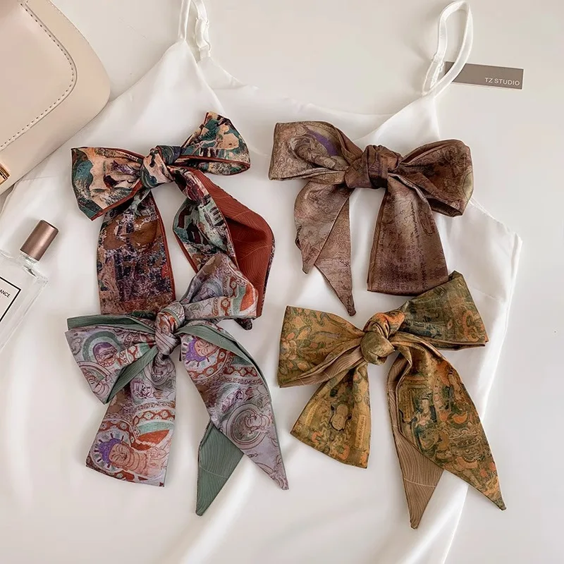Traditional Chinese-Style Ribbon Headband Vintage Dunhuang Art Silk Scarf Long Elegant Double-Sided Chinese-Style Hair Accessory
Traditional Chinese-Style Ribbon Headband Vintage Dunhuang Art Silk Scarf Long Elegant Double-Sided Chinese-Style Hair Accessory