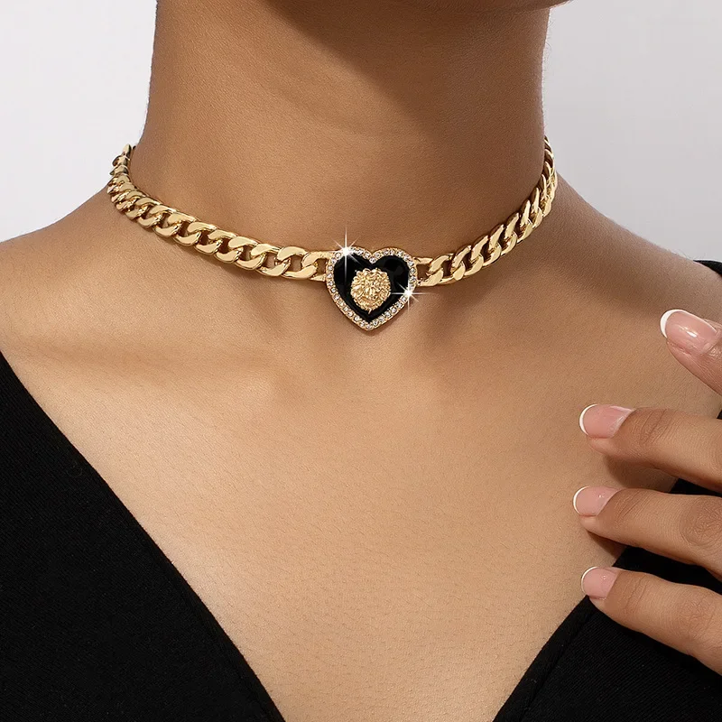 Multicolor Enamel Gold-plated Lion Head Necklace for Women Fashion Gemstone Punk Heart Pendant Necklace Collar Choker Jewelry
Multicolor Enamel Gold-plated Lion Head Necklace for Women Fashion Gemstone Punk Heart Pendant Necklace Collar Choker Jewelry