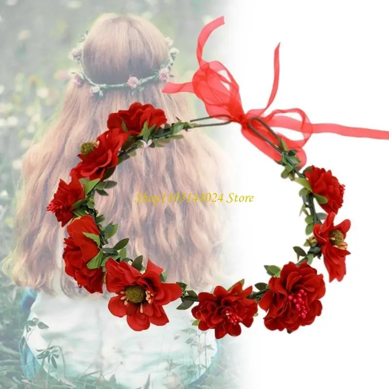 N5KE Floral Garlands Crown Hair Wreath Bright Color Flower Headbands Women Bride Flower Crown for Stall Market
N5KE Floral Garlands Crown Hair Wreath Bright Color Flower Headbands Women Bride Flower Crown for Stall Market