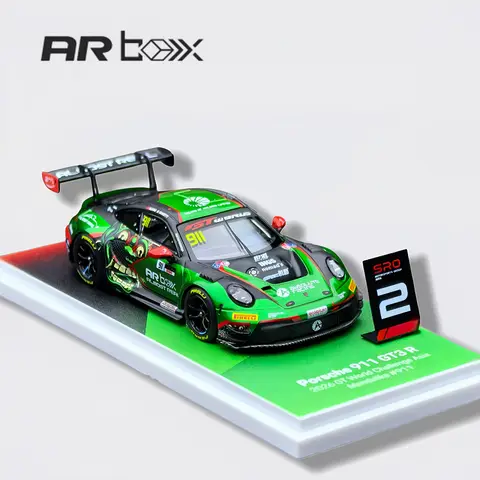 AR Box 1:64 992 GT3 R Asia Mandalika #911 Green / B-Quik #26 / Sepang #911 Racing Diecast Model Car