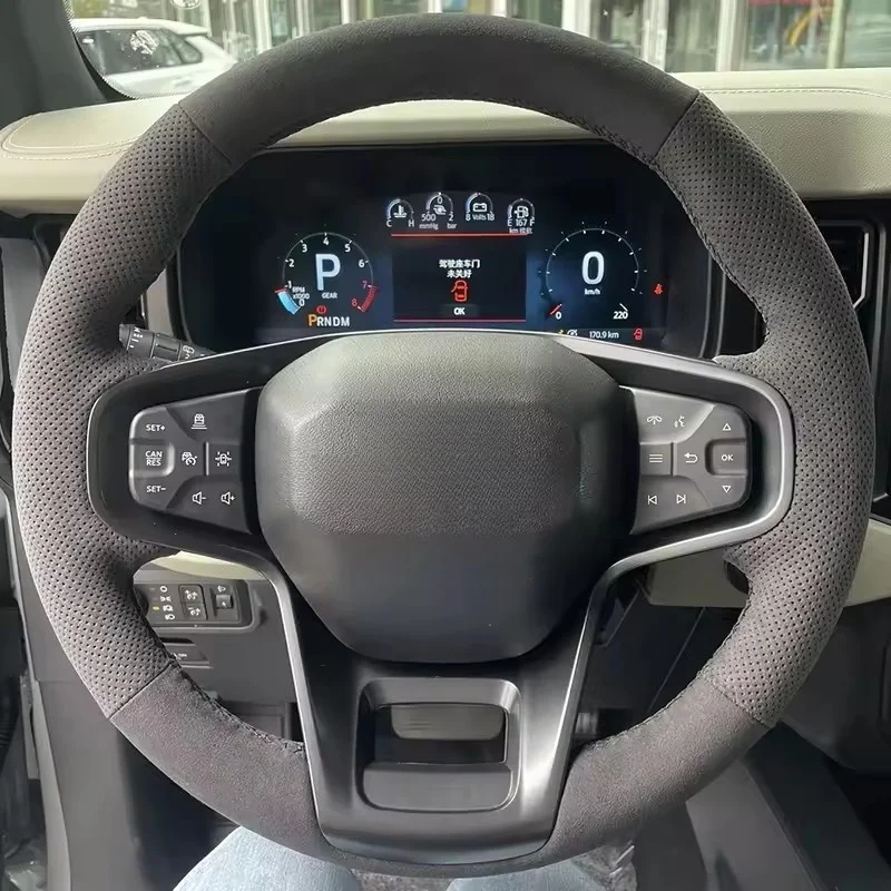 Custom Hand Sewing Suede Leather Car Steering Wheel Cover For Ford Bronco Dedicated Full coverage Car Accessories
Custom Hand Sewing Suede Leather Car Steering Wheel Cover For Ford Bronco Dedicated Full coverage Car Accessories