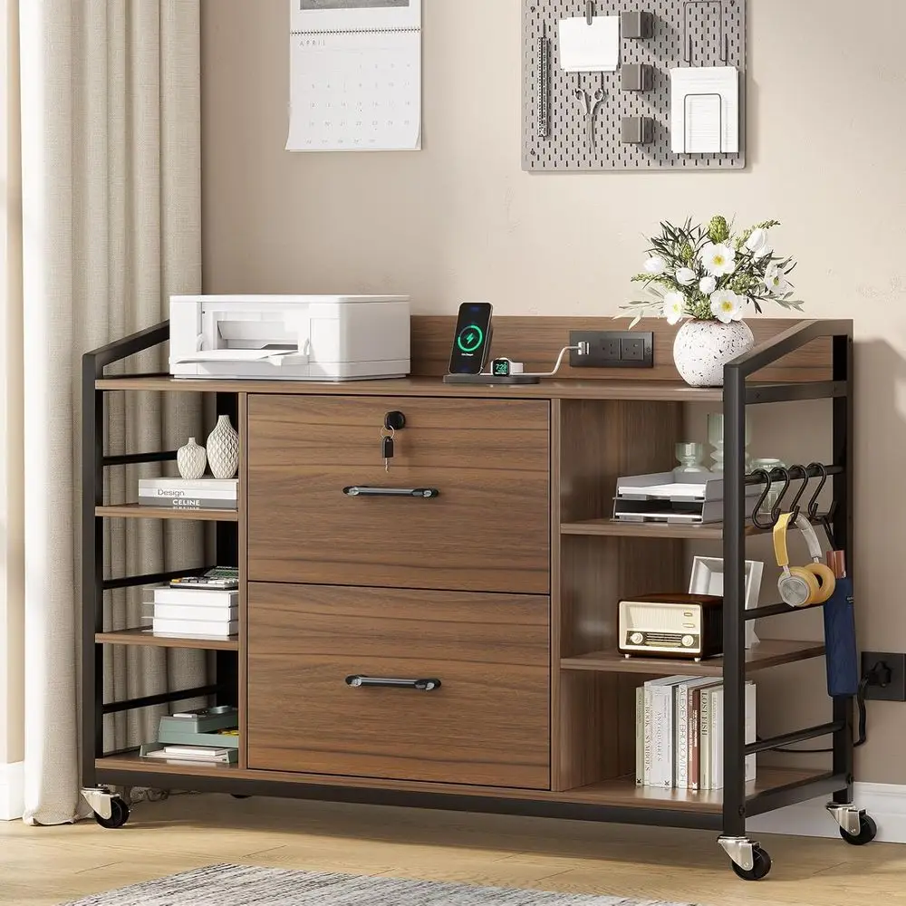 44 Cabinet with Legal/Letter Size, 2 Drawers, Home Office Cabinet, Lockable, Power Strip, 6 Shelves, Walnut Brown
44 Cabinet with Legal/Letter Size, 2 Drawers, Home Office Cabinet, Lockable, Power Strip, 6 Shelves, Walnut Brown