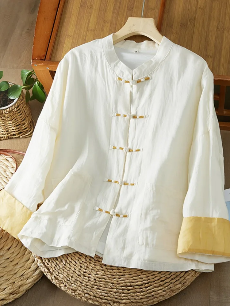 Women's Double Layer Cotton Linen Jacket with Button Design Early Autumn Large Size Outerwear Color Block Tang Costume Sunscr...
Women's Double Layer Cotton Linen Jacket with Button Design Early Autumn Large Size Outerwear Color Block Tang Costume Sunscr...