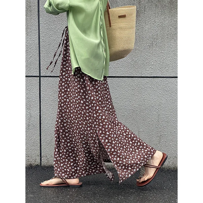 Floral Browm Maxi A Line Skirt Women Summer Side Slit Draped High Waist A-line Umbrella Skirt
Floral Browm Maxi A Line Skirt Women Summer Side Slit Draped High Waist A-line Umbrella Skirt
