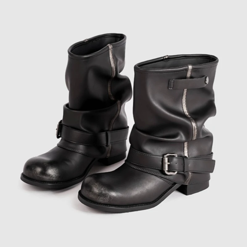 Ковбойские сапоги в стиле вестерн в стиле ретро, женские плиссированные кожаные короткие сапоги на массивном каблуке, зимние дизайнерские женские рыцарские сапоги с металлической пряжкой на ремне
Ковбойские сапоги в стиле вестерн в стиле ретро, женские плиссированные кожаные короткие сапоги на массивном каблуке, зимние дизайнерские женские рыцарские сапоги с металлической пряжкой на ремне