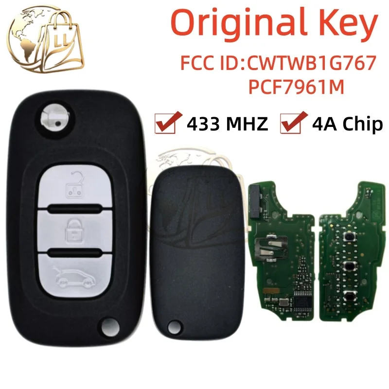 Original For Renault Megane III Twingo Duster Flip Remote Smart Car Key 2012-2016 4A CHIP 433 MHZ PCF7961 3 Buttons CWTWB1G767
Original For Renault Megane III Twingo Duster Flip Remote Smart Car Key 2012-2016 4A CHIP 433 MHZ PCF7961 3 Buttons CWTWB1G767