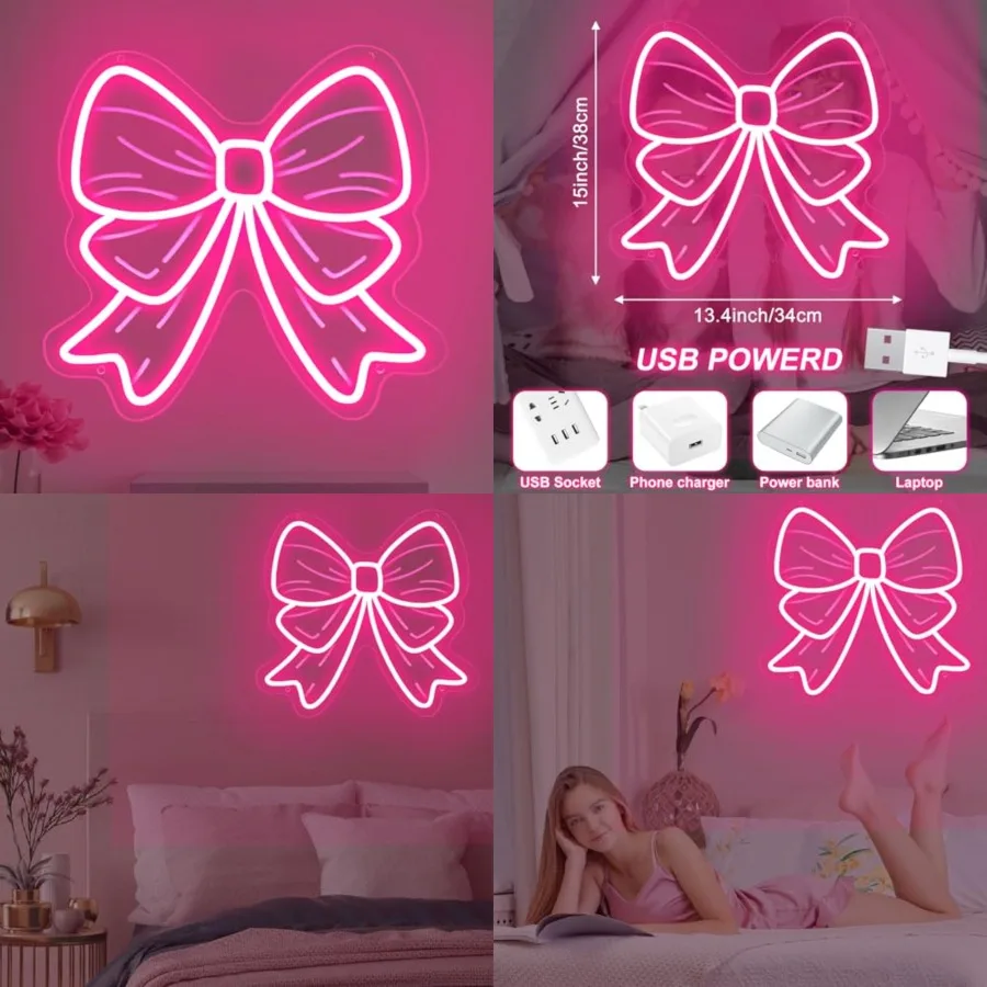 Pink Bow Neon Signs for Wall Decor Girls Room Beauty Salon Pink Aesthetic Room Decoration LED Neon Lights Sign 15″ × 13.4″
Pink Bow Neon Signs for Wall Decor Girls Room Beauty Salon Pink Aesthetic Room Decoration LED Neon Lights Sign 15″ × 13.4″