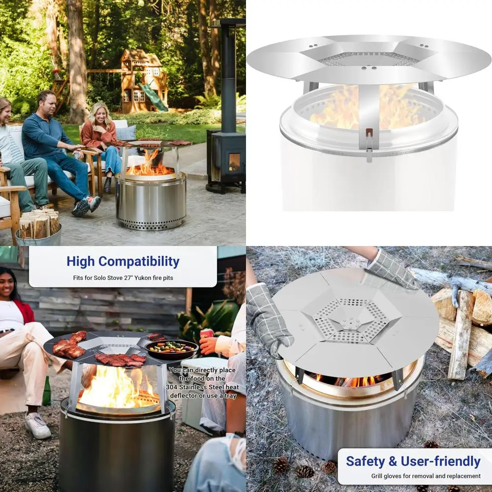 Stainless Steel Heat Deflector for 27 Fire Pit with Grill Gloves and Fixing Hoop, Redirects Heat for Camping
Stainless Steel Heat Deflector for 27 Fire Pit with Grill Gloves and Fixing Hoop, Redirects Heat for Camping