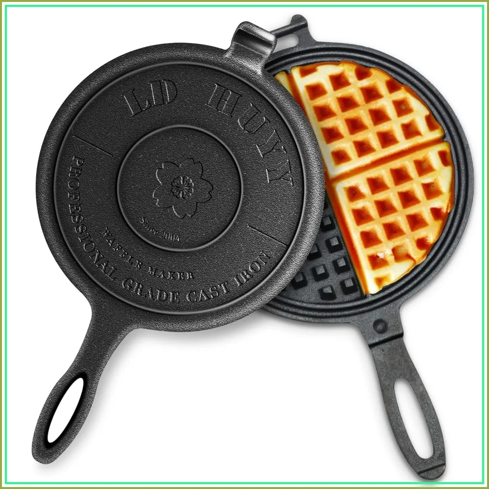 Professional 8-Inch Cast Iron Waffle Maker, Stove Top, 8 lbs Thickened Body, Quick Heating, Non-Coated, Rustic Round
Professional 8-Inch Cast Iron Waffle Maker, Stove Top, 8 lbs Thickened Body, Quick Heating, Non-Coated, Rustic Round
