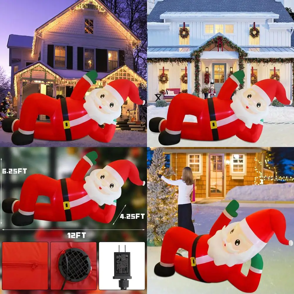 12-футовый надувной Санта-Клаус с подсветкой для наружного рождественского декора, гигантский лежачий Санта со светодиодной подсветкой, праздничный газонный сад, орнамент
12-футовый надувной Санта-Клаус с подсветкой для наружного рождественского декора, гигантский лежачий Санта со светодиодной подсветкой, праздничный газонный сад, орнамент
