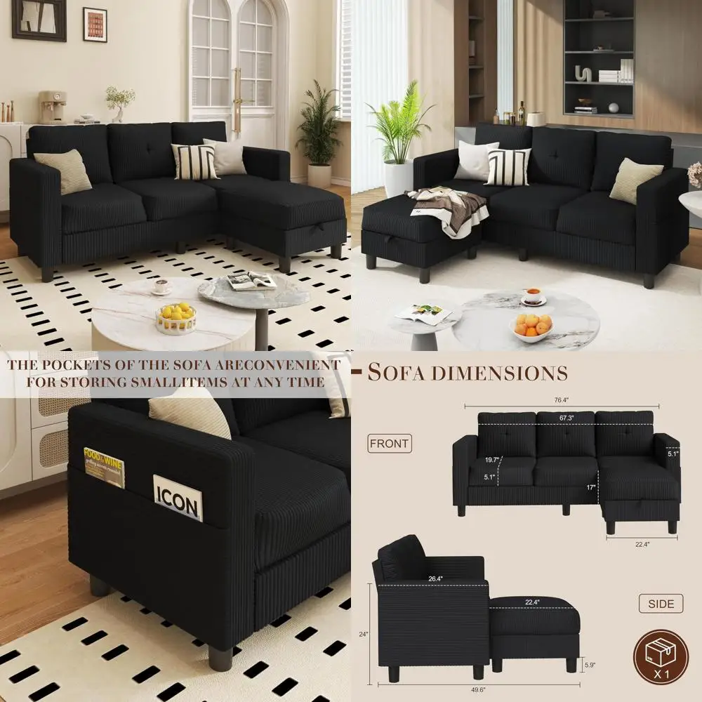 Jamfly Sectional Sofas for Living Rooms: L-Shaped Couch with Storage, Ideal for Small Spaces with Movable Options
Jamfly Sectional Sofas for Living Rooms: L-Shaped Couch with Storage, Ideal for Small Spaces with Movable Options