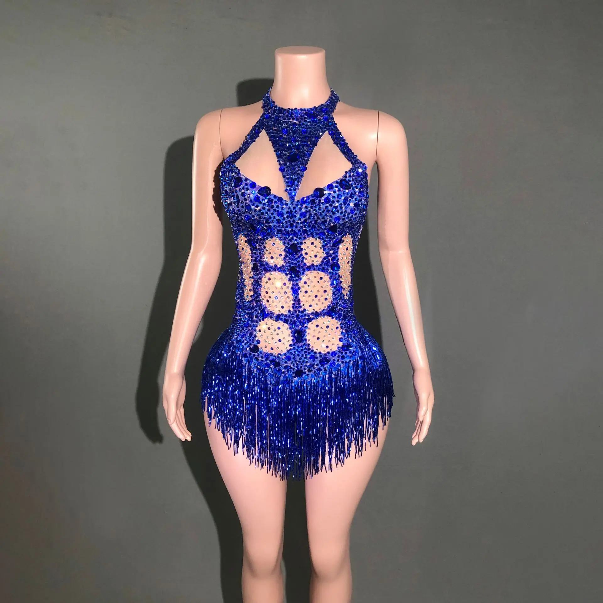 Female Singer Catwalk Rhinestone Fringed Elastic Slim Latin Dance Skirt Dress Stage Performance Dress Sexy Abendkleider Hochzeit 
Female Singer Catwalk Rhinestone Fringed Elastic Slim Latin Dance Skirt Dress Stage Performance Dress Sexy Abendkleider Hochzeit