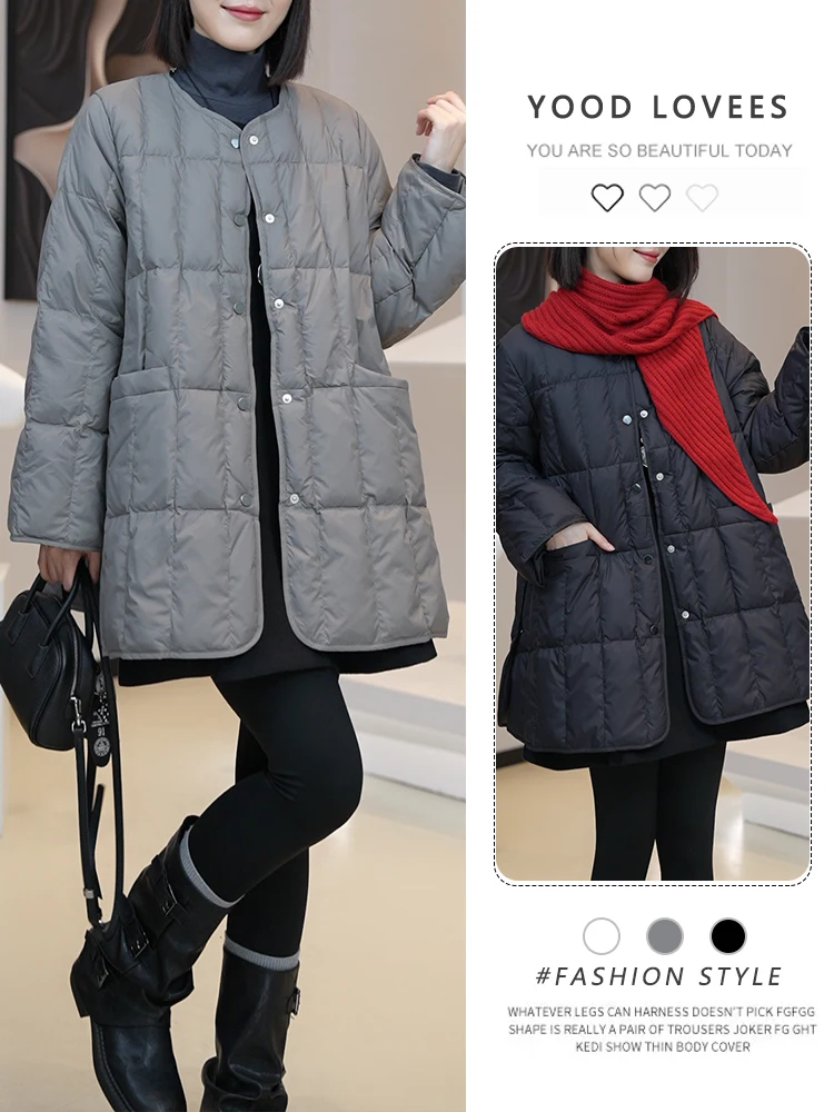 Fashionable Plaid Cotton Jacket Women's Mid-Length Lightweight Winter Coat Korean Style Loose Fit round Neck Single Button
Fashionable Plaid Cotton Jacket Women's Mid-Length Lightweight Winter Coat Korean Style Loose Fit round Neck Single Button